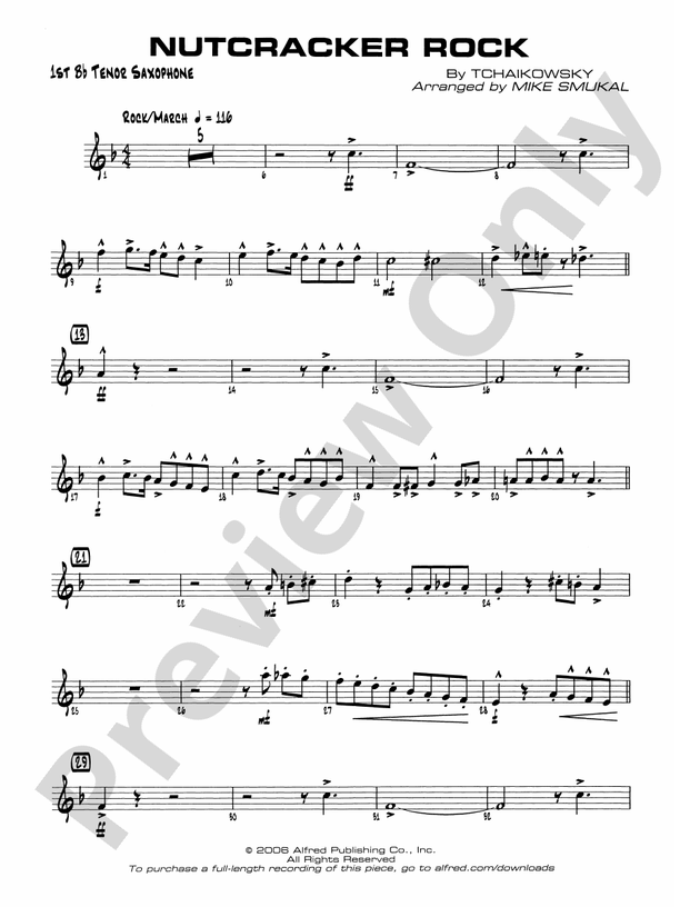 Nutcracker Rock Bflat Tenor Saxophone Bflat Tenor Saxophone Part