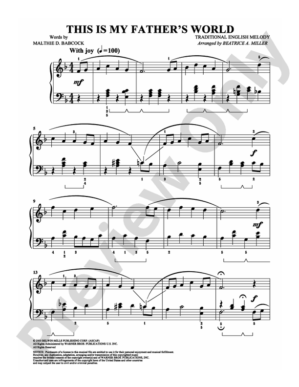 This Is My Father's World: Easy Piano: Traditional English Melody ...