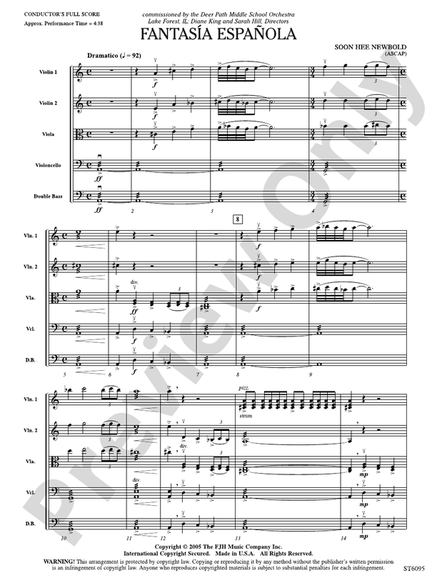 Fantasía española Score Soon Hee Newbold Digital Sheet Music Download