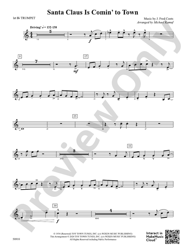 Santa Claus Is Comin' to Town: 1st B-flat Trumpet: 1st B-flat Trumpet