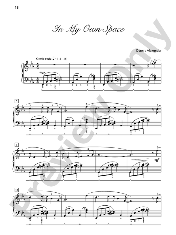 In My Own Space - Piano Solo