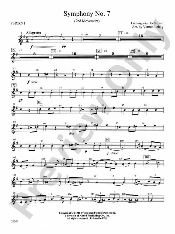 Symphony No. 7 (2nd Movement): 1st F Horn