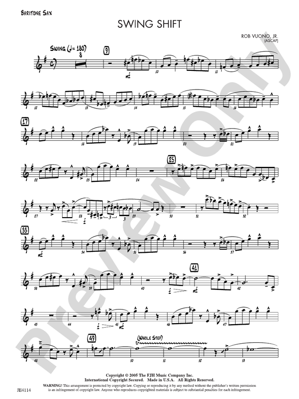 Swing Shift: Baritone Sax: Baritone Sax Part: Rob Vuono Jr. - Digital ...