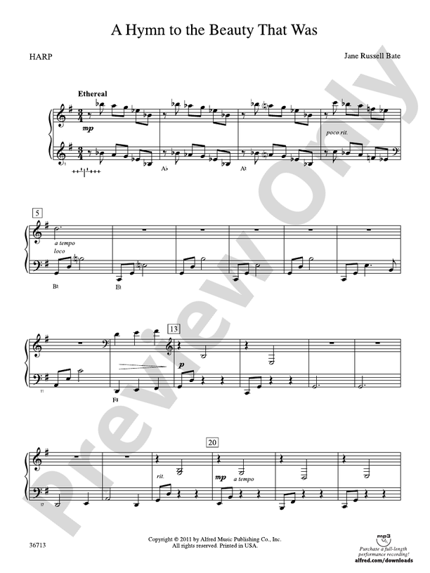 Hymn to the Beauty That Was Harp Harp Part Digital Sheet Music Download
