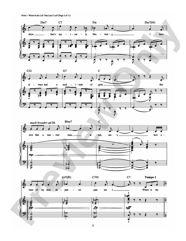 Where is the life that late i led piano vocal chords cole porter
