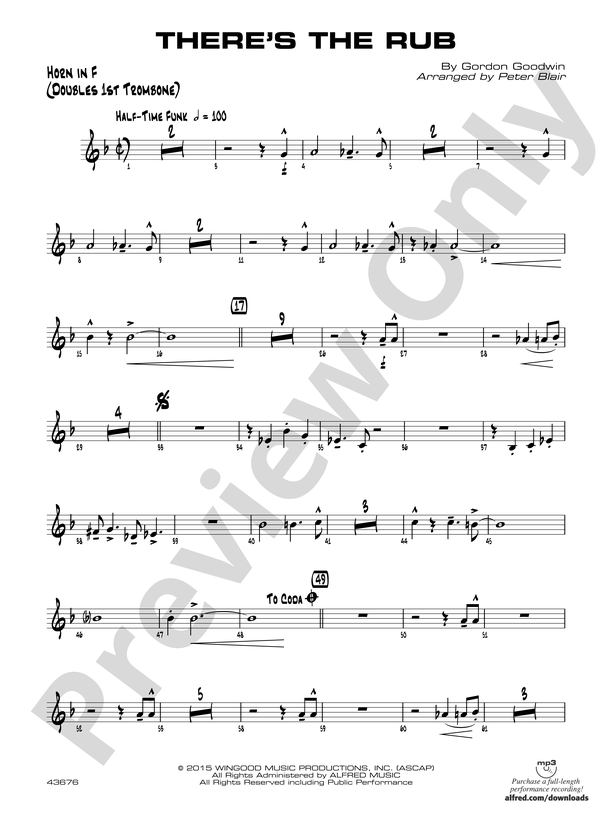 Theres The Rub 1st F Horn 1st F Horn Part Digital Sheet Music Download 