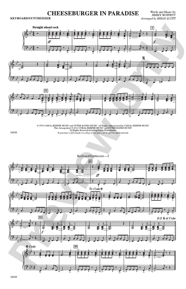 Cheeseburger in Paradise Keyboard/Synthesizer Keyboard/Synthesizer