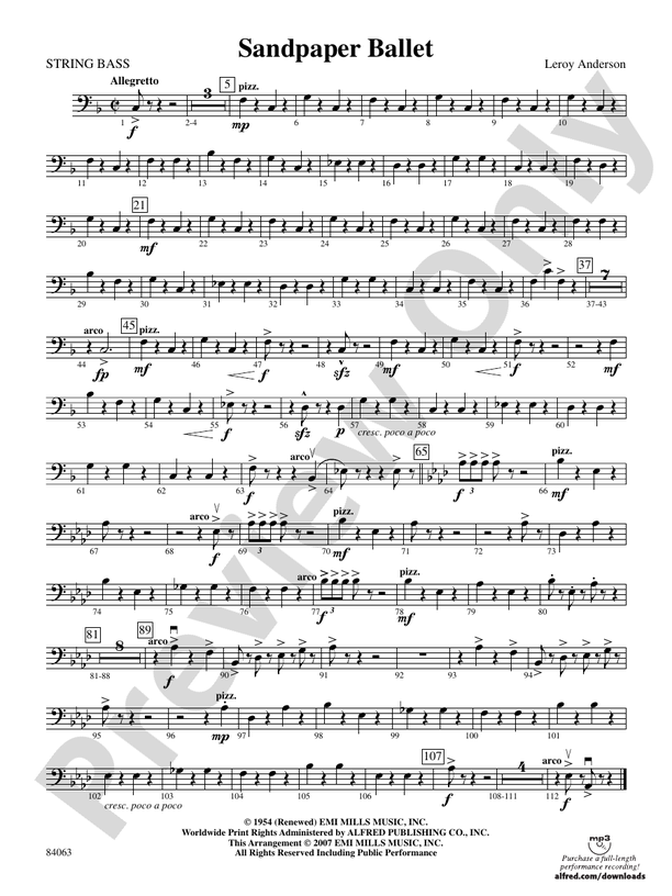 Sandpaper Ballet String Bass String Bass Part Digital Sheet Music