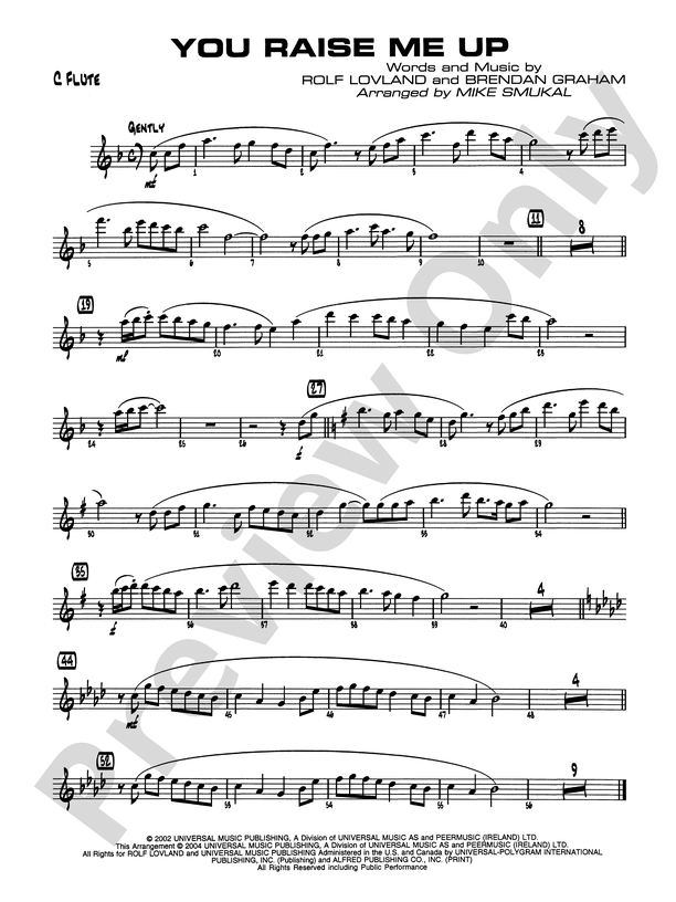 You Raise Me Up Flute Flute Part Digital Sheet Music Download