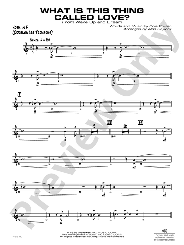 What Is This Thing Called Love?: 1st F Horn