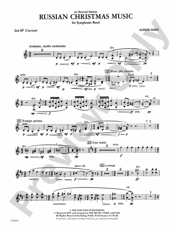 Russian Christmas Music 2nd Bflat 2nd Bflat Part