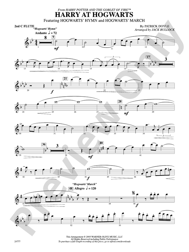 Harry at Hogwarts (from Harry Potter and the Goblet of Fire): 2nd Flute ...