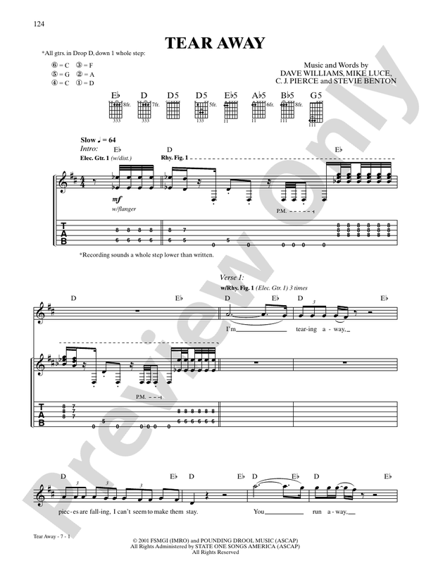 My Sacrifice by Creed - Electric Guitar - Digital Sheet Music