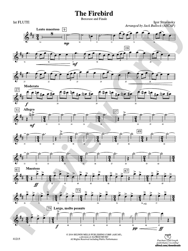 The Firebird Flute Flute Part Digital Sheet Music Download