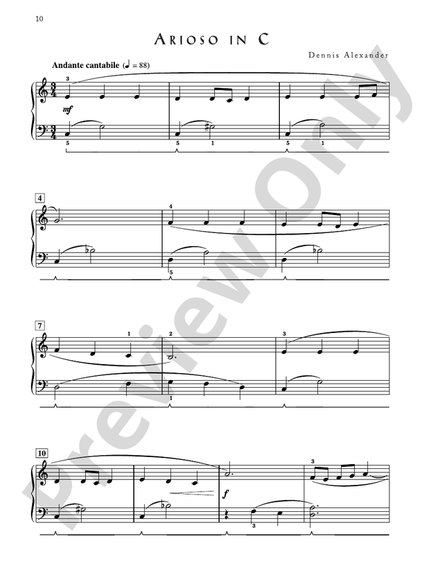 Arioso in C - Piano Solo