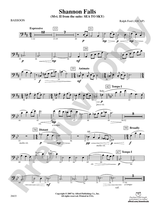 Shannon Falls: Bassoon: Bassoon Part - Digital Sheet Music Download