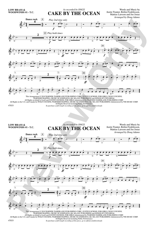 Cake by the Ocean: Low Brass & Woodwinds #1 - Treble Clef