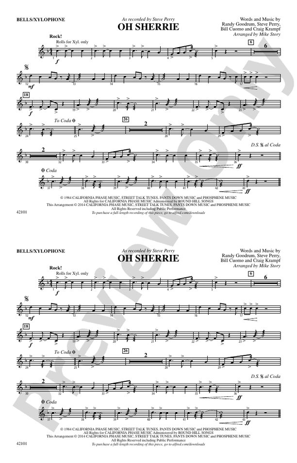 Oh Sherrie Bflat Bass Saxophone Bflat Bass Saxophone Part Digital