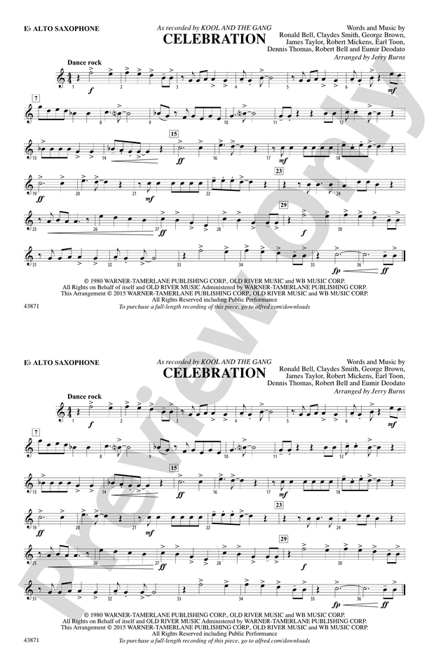 Celebration: E-flat Alto Saxophone