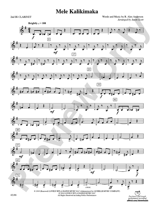 Mele Kalikimaka 2nd Bflat 2nd Bflat Part Digital Sheet Music Download