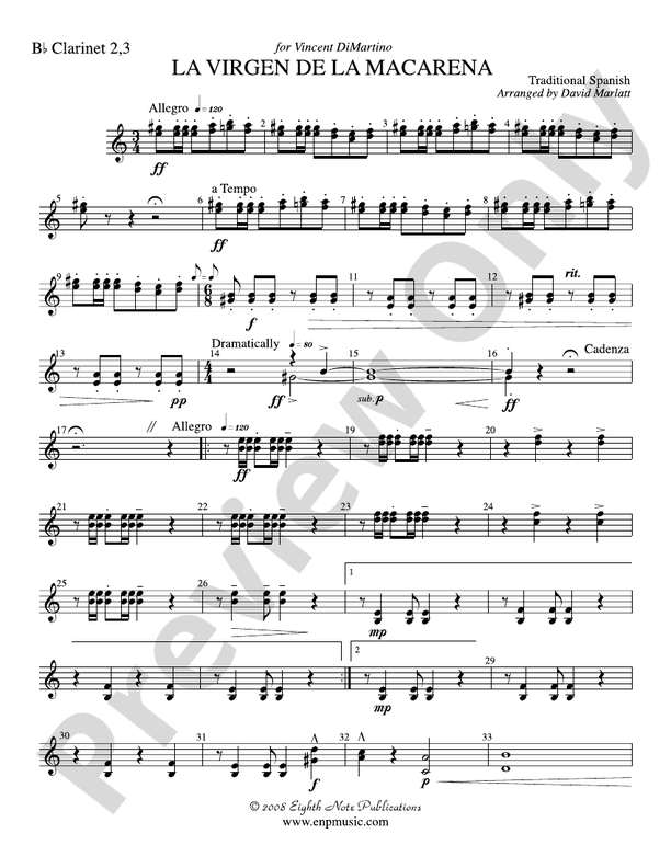 La Virgen de la Macarena (Solo Trumpet and Concert Band): 2nd & 3rd B-flat Clarinets