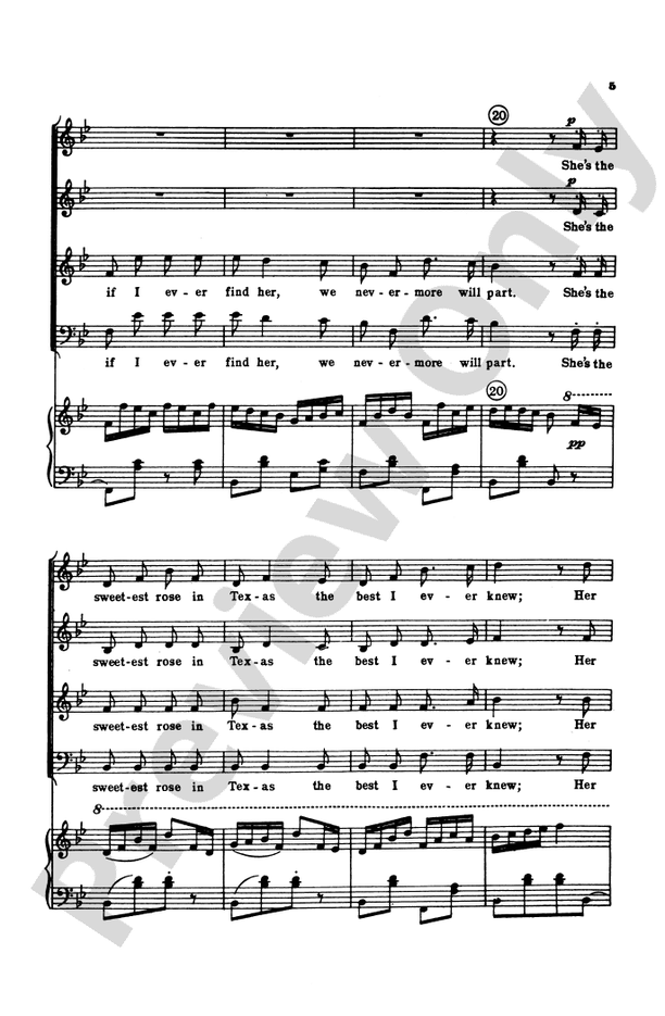 The Yellow Rose of Texas SATB Choral Octavo Digital Sheet Music Download