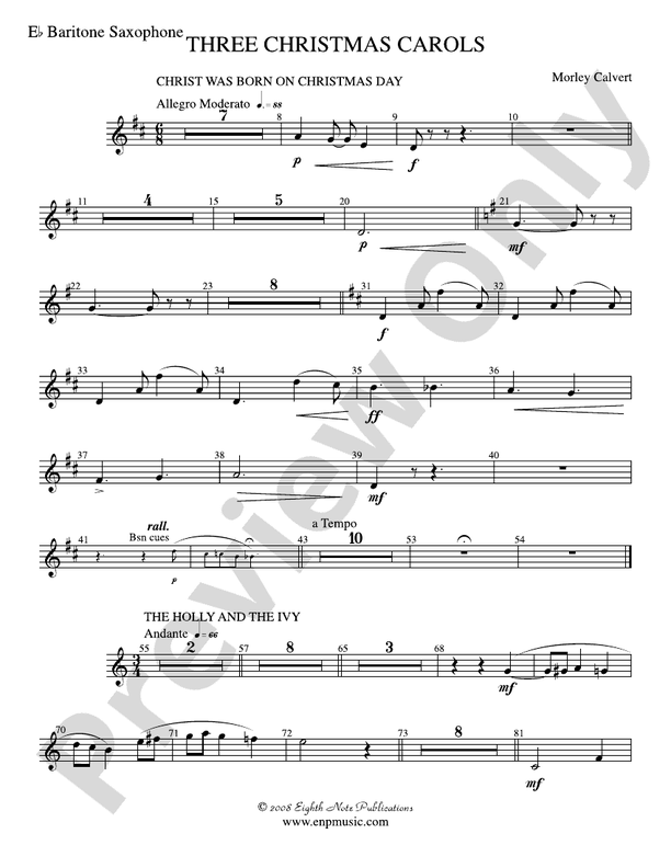 Three Christmas Carols Eflat Baritone Saxophone Eflat Baritone