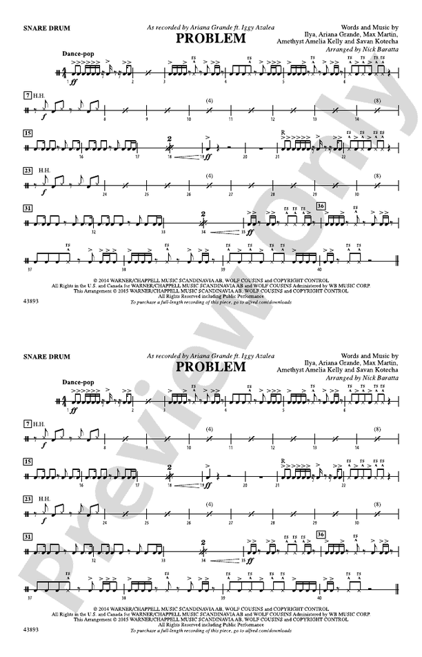 Problem Snare Drum Snare Drum Part Digital Sheet Music Download