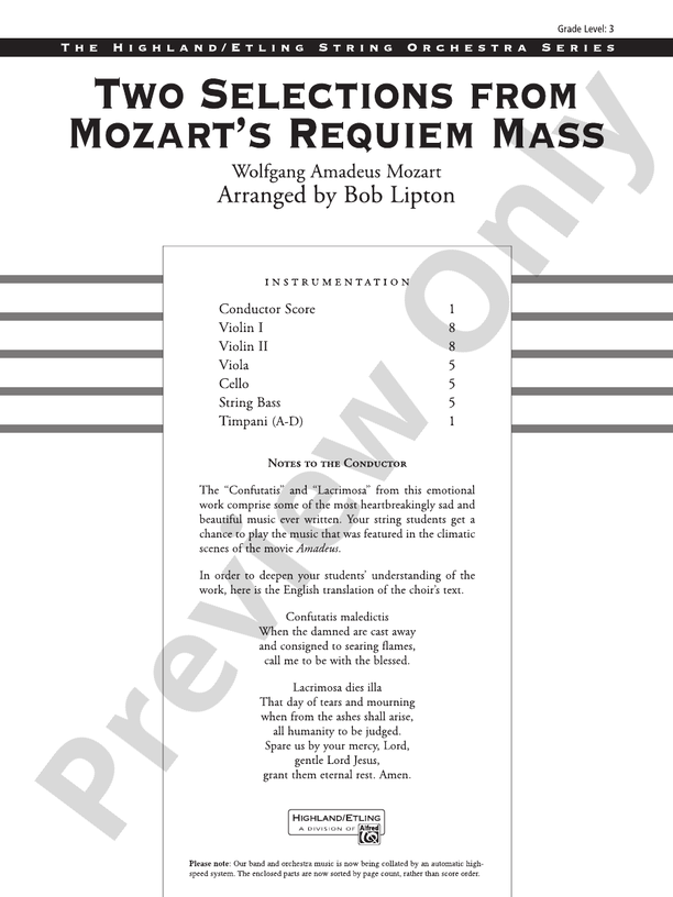 Two Selections from Mozart's Requiem Mass