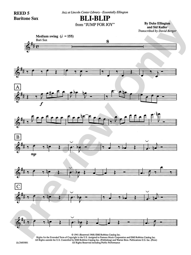 Bli-Blip (from Jump for Joy): E-flat Baritone Saxophone
