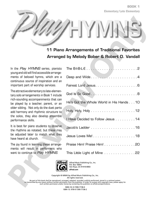 Play Hymns, Book 1: 11 Piano Arrangements of Traditional Favorites