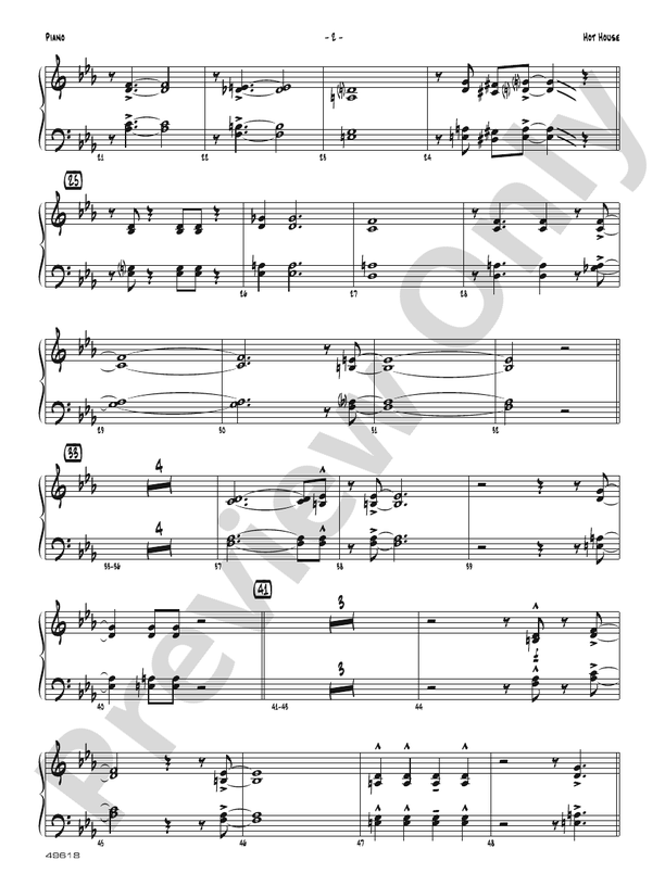 Hot House Piano Piano Part Digital