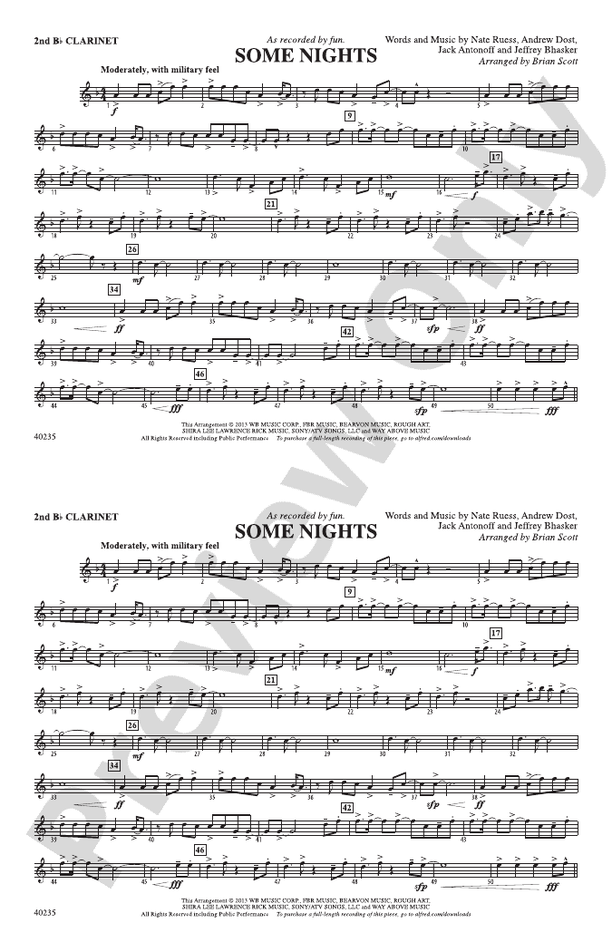 Some Nights 2nd Bflat 2nd Bflat Part Digital