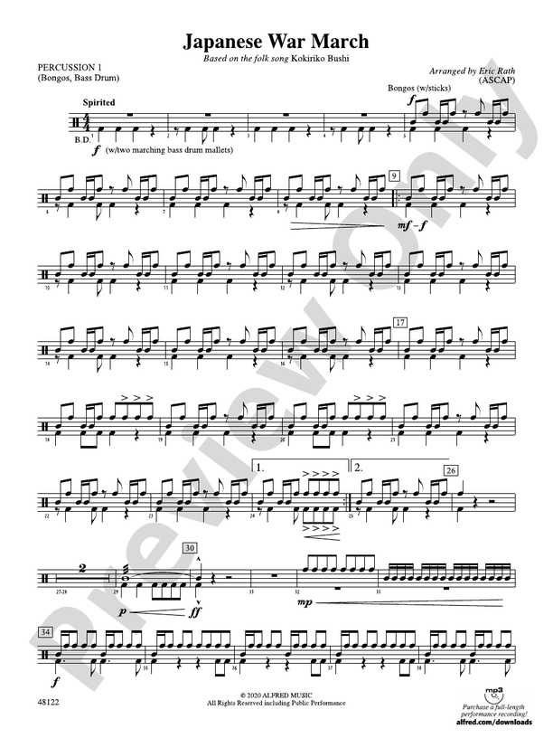 Japanese War March: 1st Percussion: 1st Percussion Part - Digital Sheet ...