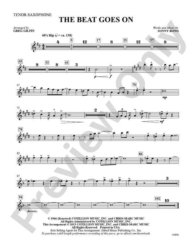 The Beat Goes On Bflat Tenor Saxophone Bflat Tenor Saxophone Part