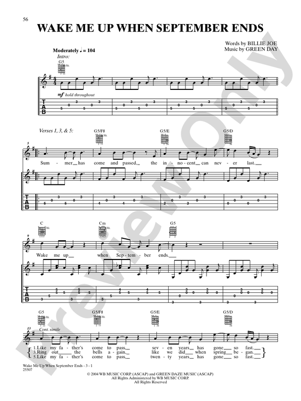 wake me up when september ends guitar pro tab download