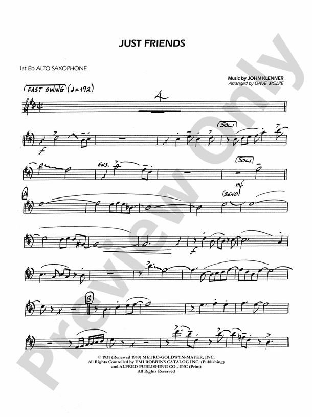 Just Friends: E-flat Alto Saxophone: E-flat Alto Saxophone Part