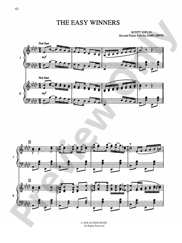 The Easy Winners - Piano Duo (2 Pianos, 4 Hands)
