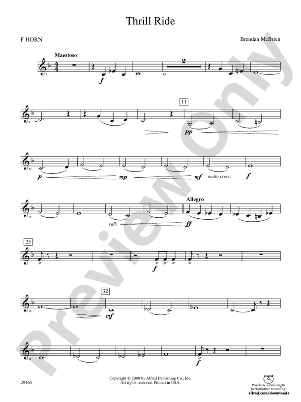 Thrill Ride 1st F Horn 1st F Horn Part Digital Sheet Music Download