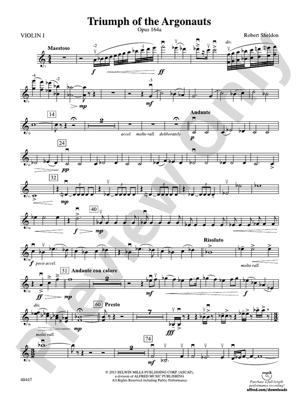 Triumph Of The Argonauts: 1st Violin: 1st Violin Part - Digital Sheet 