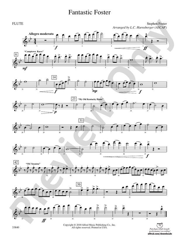 Fantastic Foster Flute Flute Part Digital Sheet Music Download