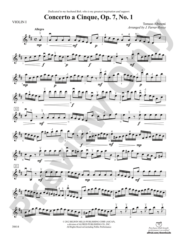 Concerto a Cinque, Op. 7, No. 1: 1st Violin