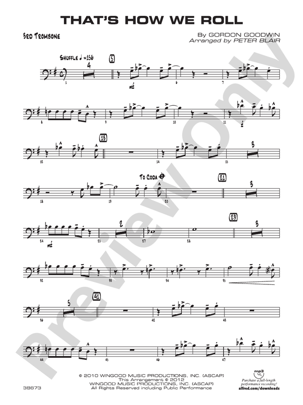 That's How We Roll 3rd Trombone 3rd Trombone Part Digital Sheet