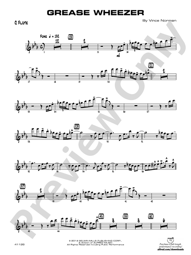 Grease Wheezer Flute Flute Part Digital Sheet Music Download