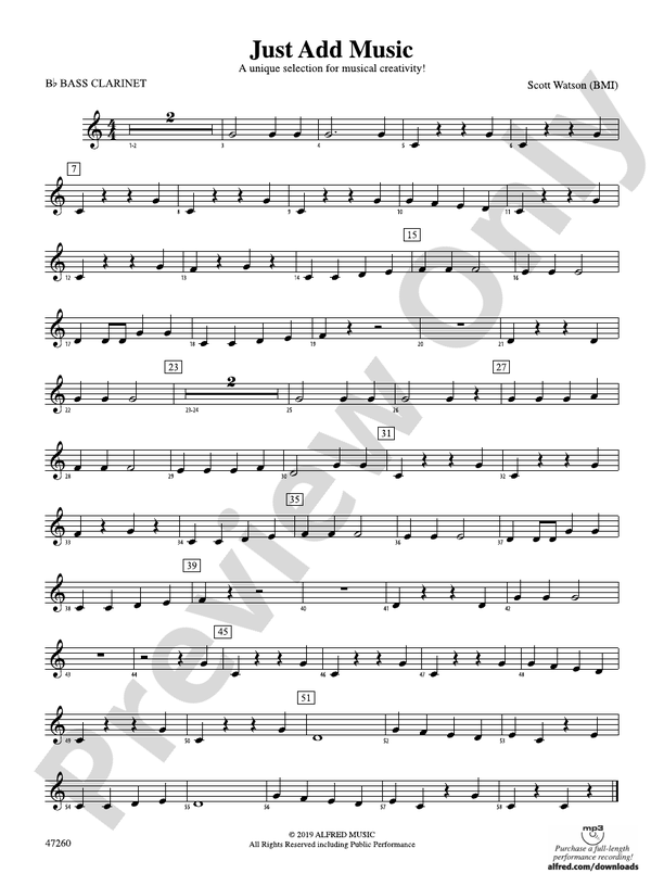 Just Add Music B Flat Bass Clarinet B Flat Bass Clarinet Part Digital Sheet Music Download 4314