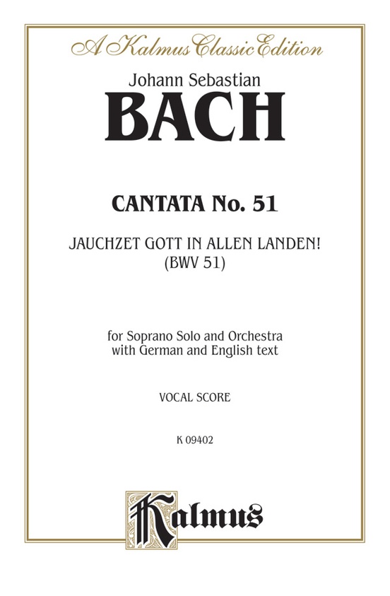 Cantata No 51 Jauchzet Gott In Allen Landen Soprano Solo Voice Book Johann Sebastian Bach