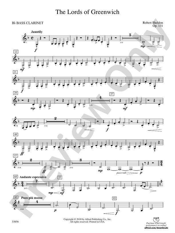 The Lords of Greenwich Bflat Bass Bflat Bass Part