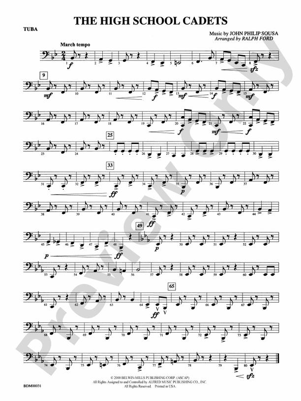 The High School Cadets Tuba Tuba Part Digital Sheet Music Download