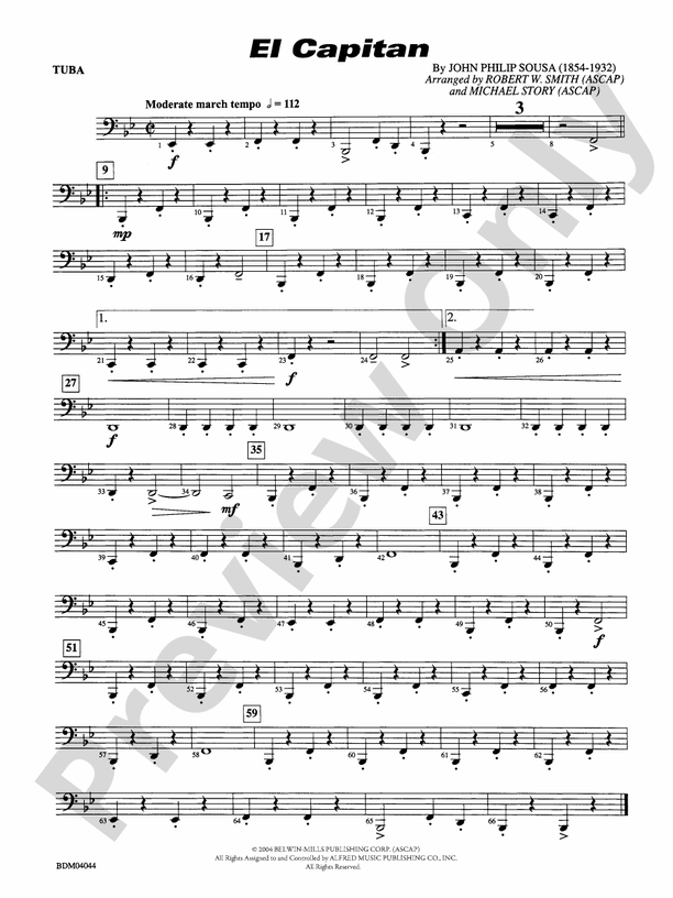El Capitan: Tuba: Tuba Part - Digital Sheet Music Download