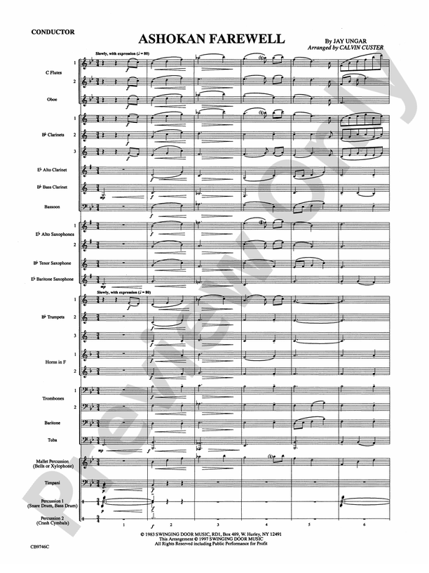 Ashokan Farewell (from The Civil War) Score Concert Band Score